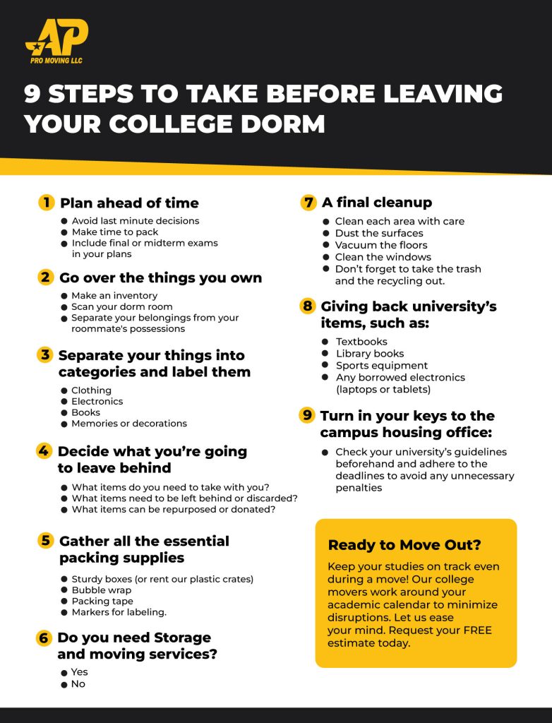 college move out list